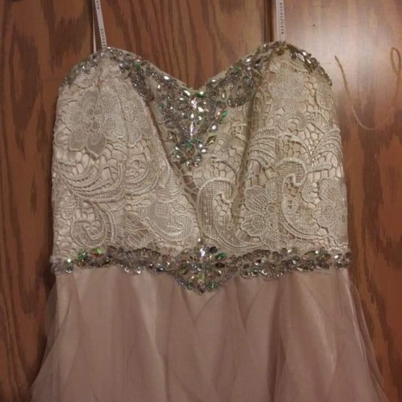 Strapless Champagne Prom Dress - Picture 4 of 6